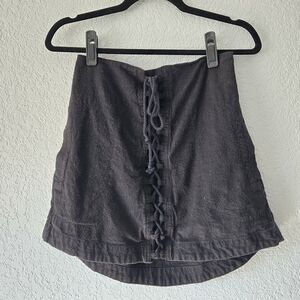 Free People XS Black Walk My Way Lace Up mini Skirt Denim‎